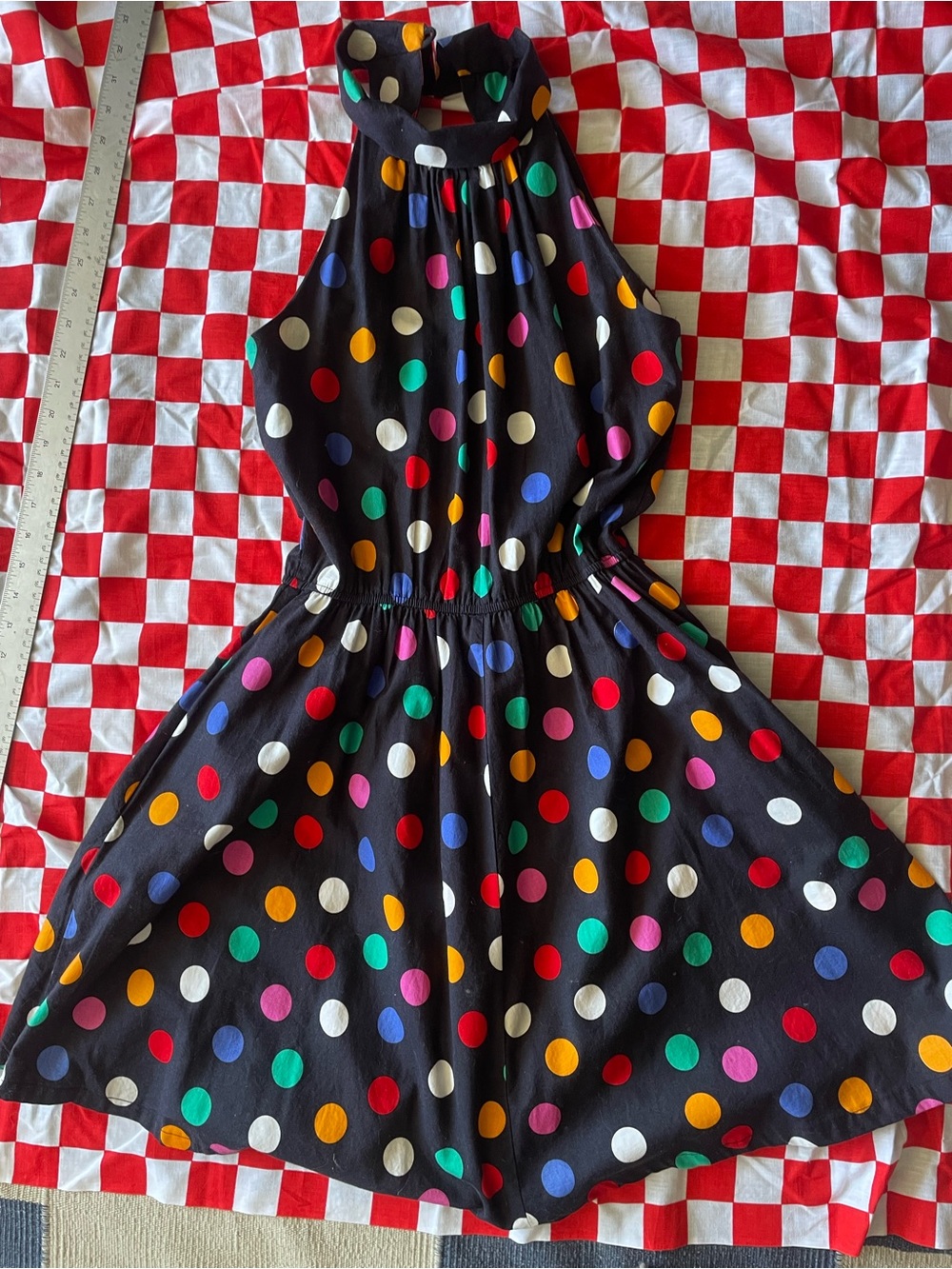 Vintage Lanz 80s Polka Dot Dress rainbow dress XS cutie fun clowncore